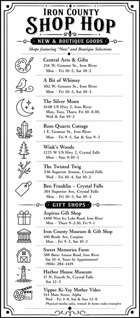 Shop Hop boutique and gift brochure panel