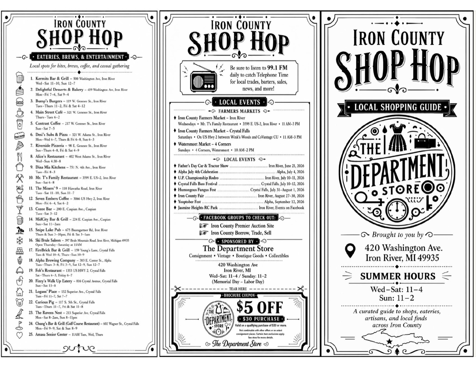 Iron County Shop Hop brochure page 1